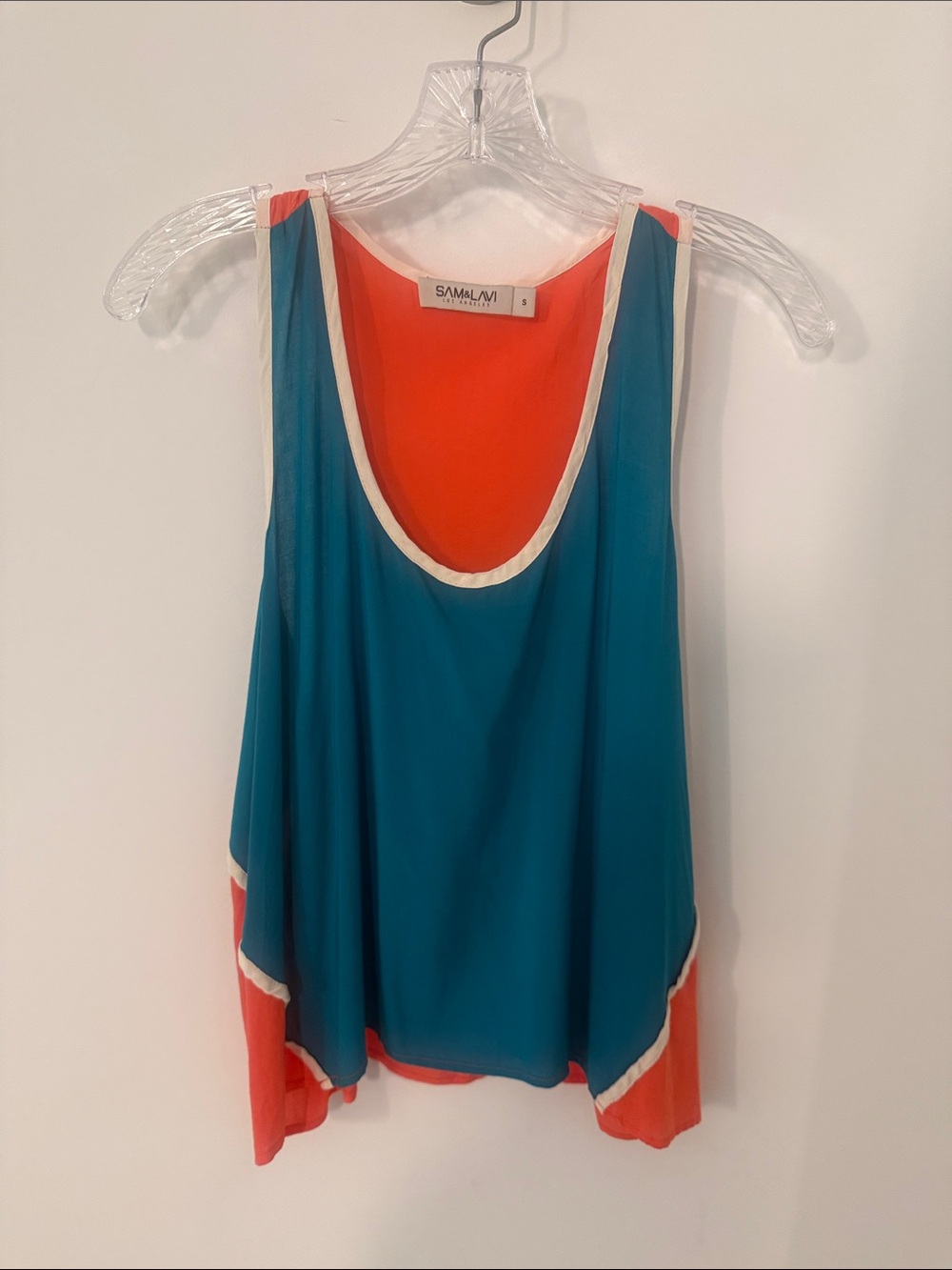 Sam & Lavi Teal Tank with Coral Lining and Cream Trim